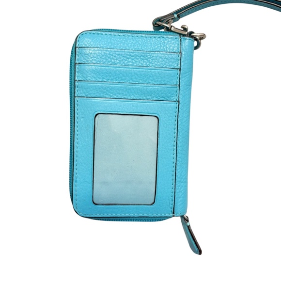 Coach blue leather turnlock wristlet clutch bag wallet - Picture 2 of 6